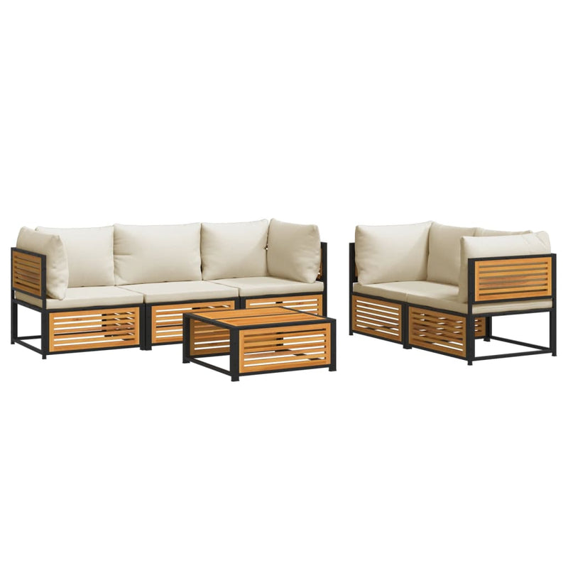 Set de canapele grădină cu perne, 6 piese, lemn masiv acacia