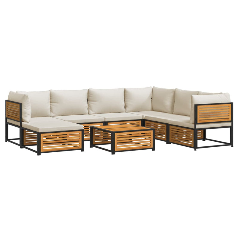 Set de canapele de grădină cu perne, 8 piese, lemn masiv acacia