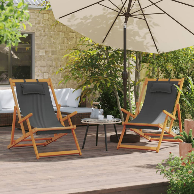 Scaune pliante 2 buc. Material textil gri