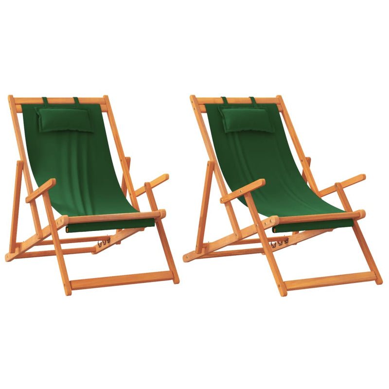 Scaune pliante 2 buc. Material textil verde