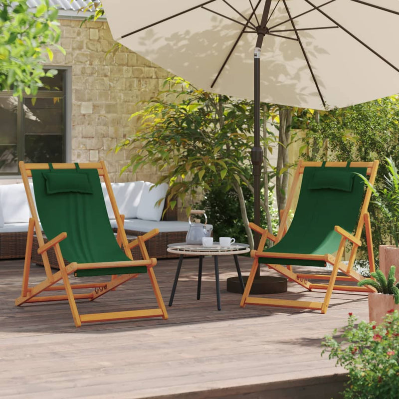 Scaune pliante 2 buc. Material textil verde