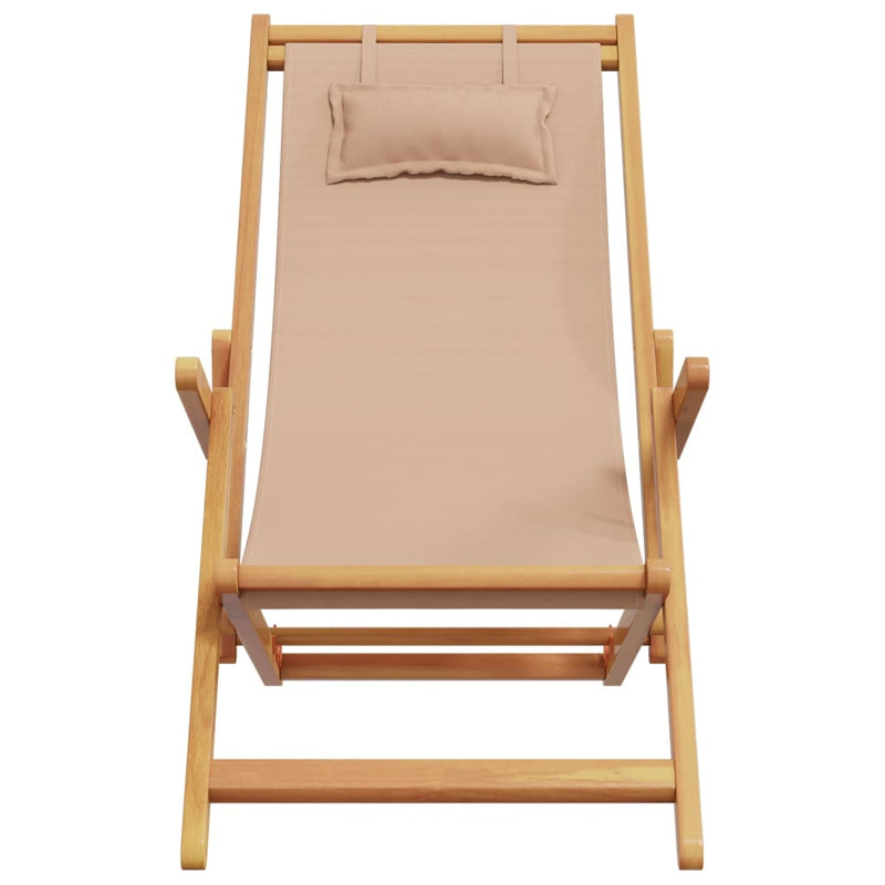 Scaune pliante 2 buc. Material textil taupe și lemn masiv