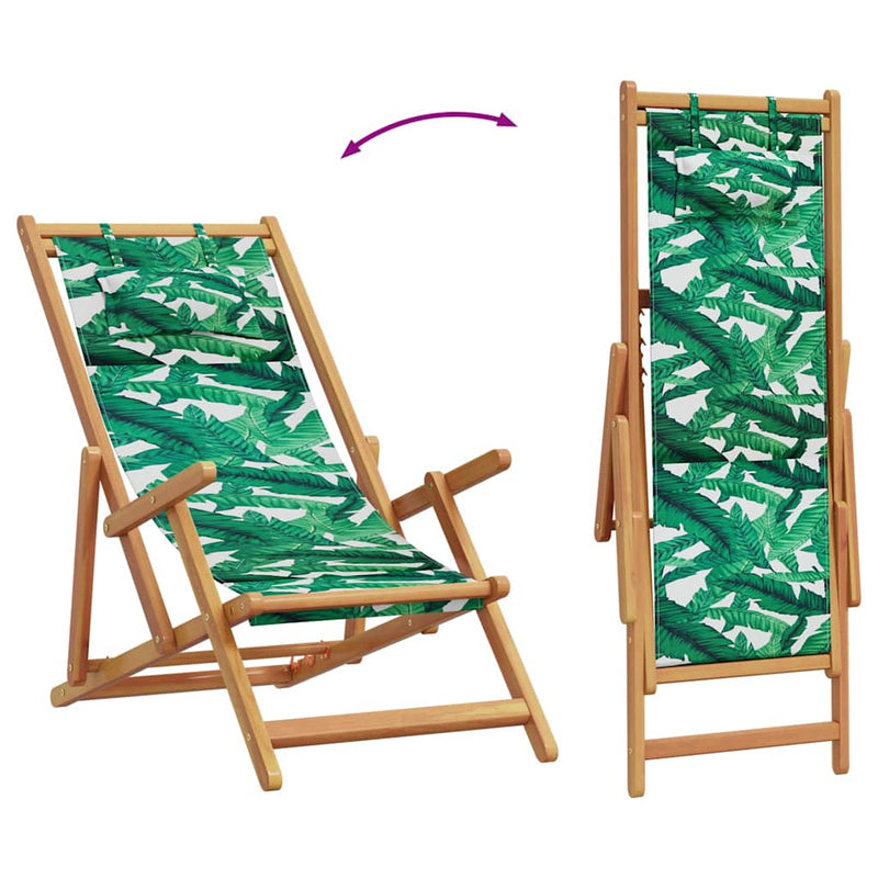 Scaune pliante 2 buc. model frunze, material textil și lemn masiv