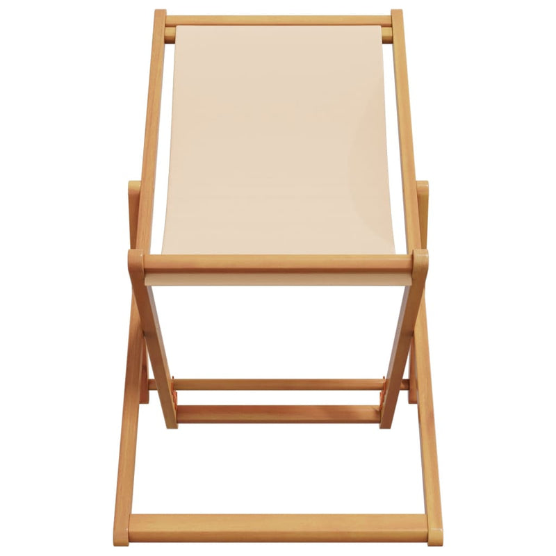 Scaune pliante 2 buc. Material textil bej și lemn masiv