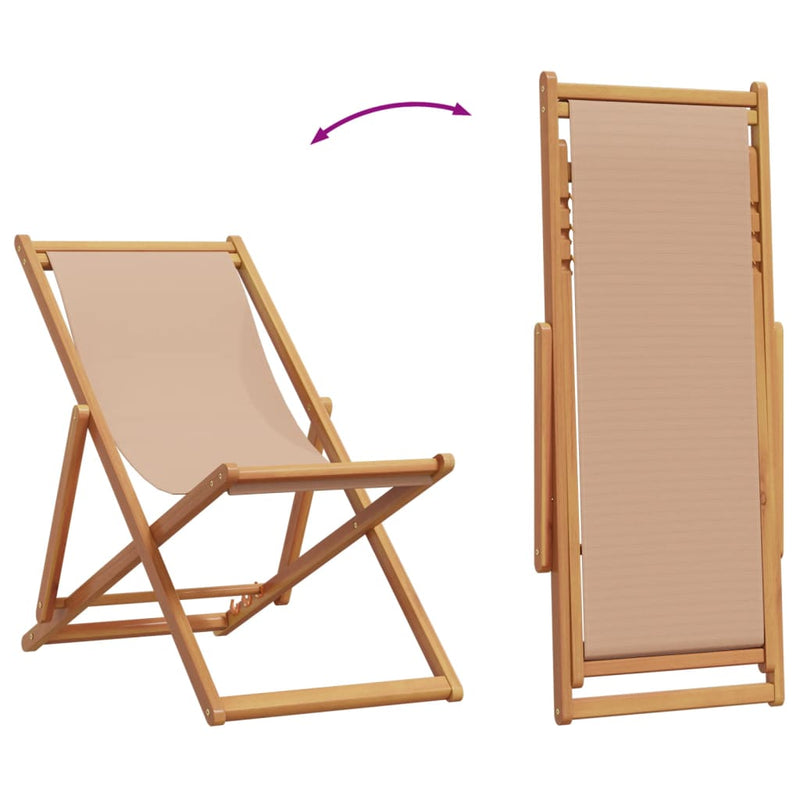 Scaune pliante 2 buc. Material textil taupe și lemn masiv