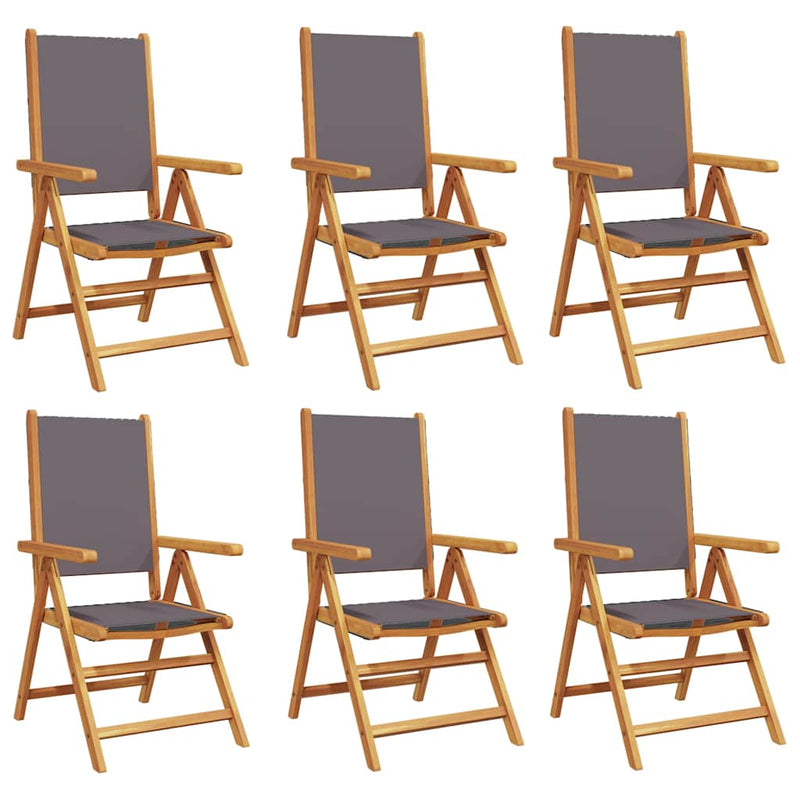 Scaune pliante rabatabile, 6 buc., material textil antracit și lemn masiv
