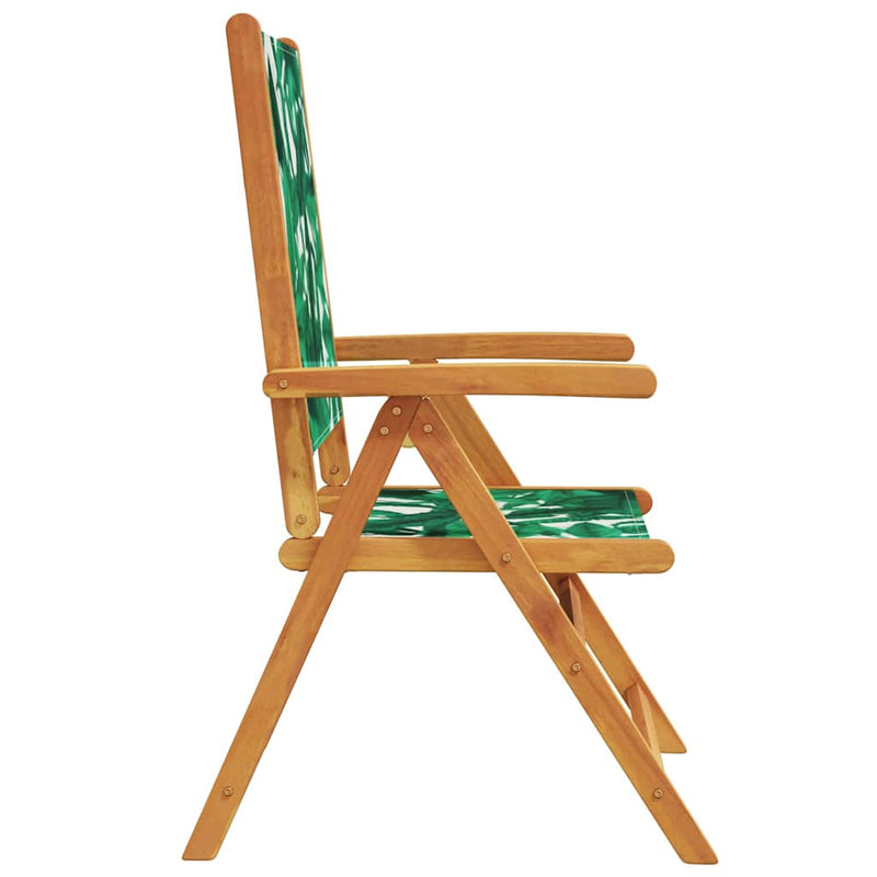 Scaune pliante rabatabile, 8 buc., material textil verde și lemn masiv