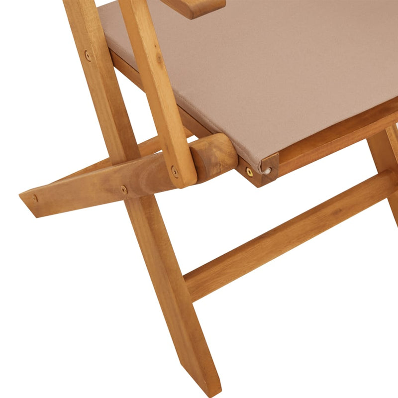 Scaune pliante 4 buc. Material textil taupe și lemn masiv