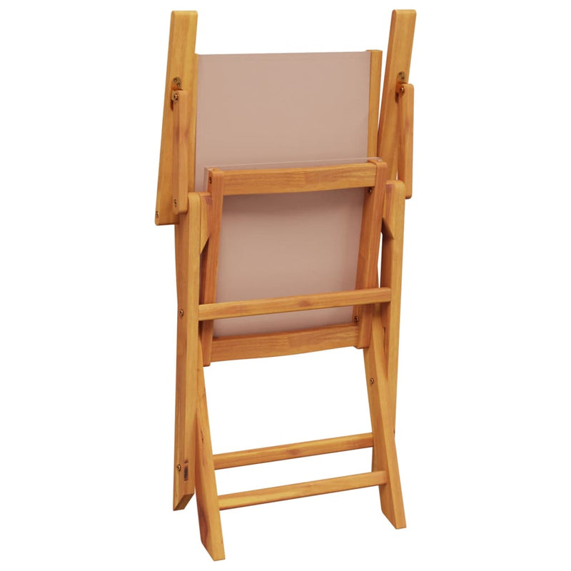 Scaune pliante 8 buc. material textil taupe și lemn masiv