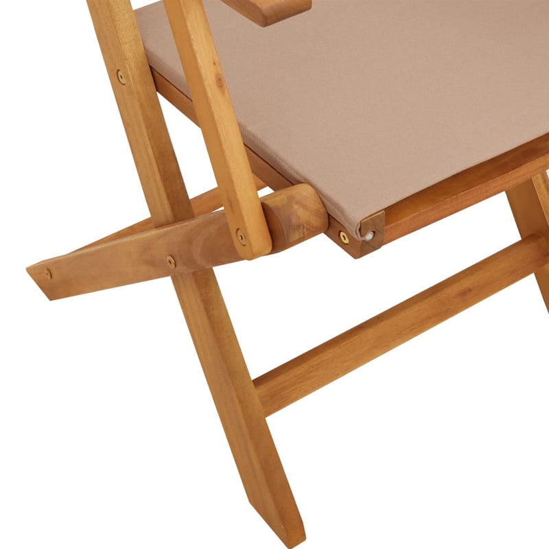 Scaune pliante 8 buc. material textil taupe și lemn masiv