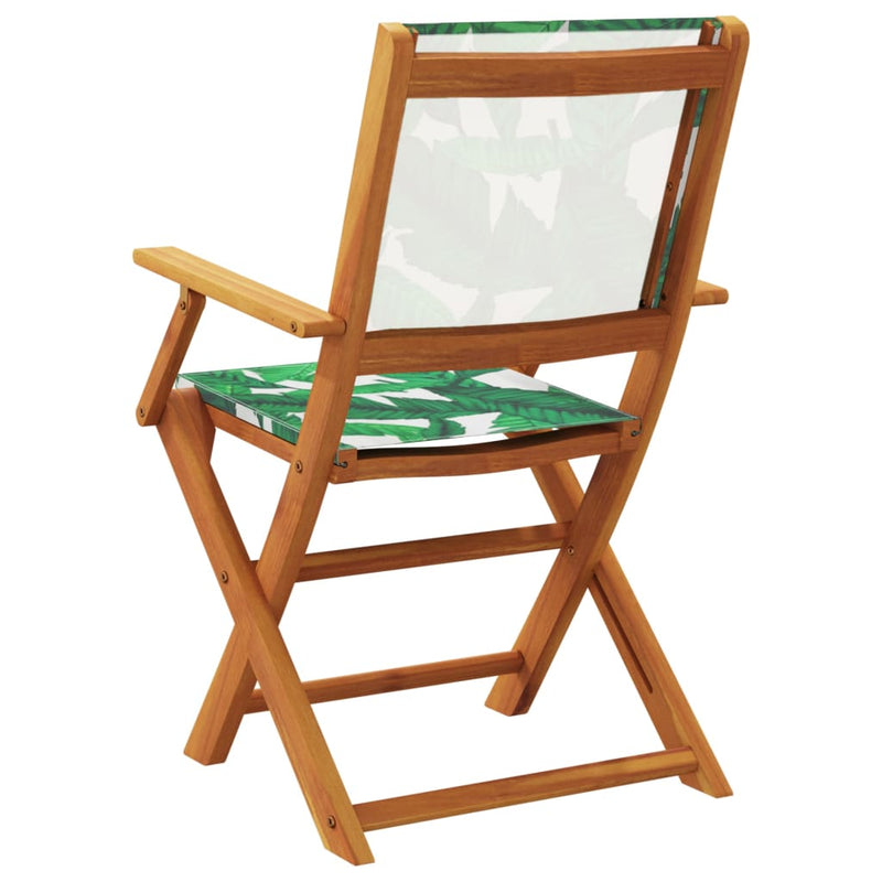 Scaune pliante 8 buc. Material textil verde și lemn masiv