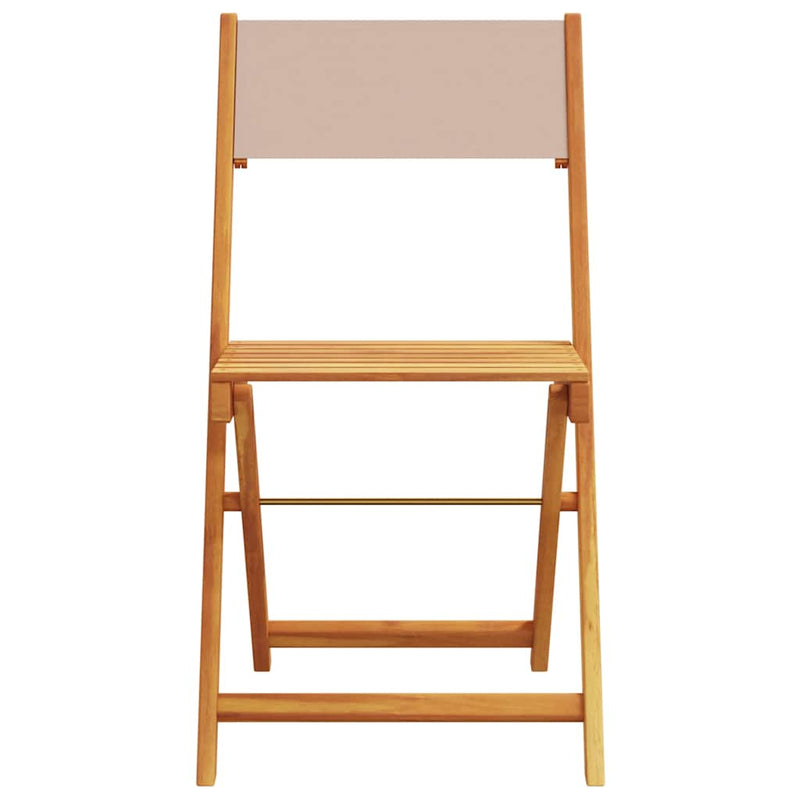 Scaune pliante 4 buc. Material textil taupe și lemn masiv