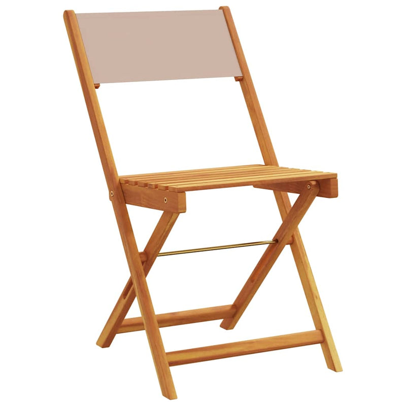 Scaune pliante 8 buc. material textil taupe și lemn masiv