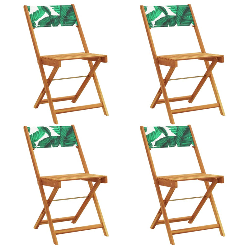 Scaune pliante 4 buc. Material textil verde și lemn masiv