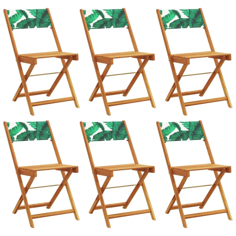 Scaune pliante 6 buc. Material textil verde și lemn masiv