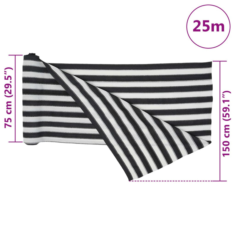 Plasă protecție intimitate antracit/alb 1,5x25 m HDPE 75 g/m²