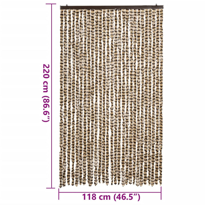 Perdea pentru insecte, bej și maro, 118x220 cm, chenille