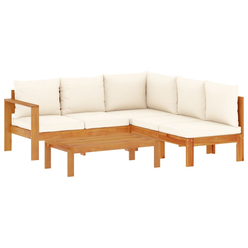 Set canapele de grădină cu perne, 4 piese, lemn masiv de acacia