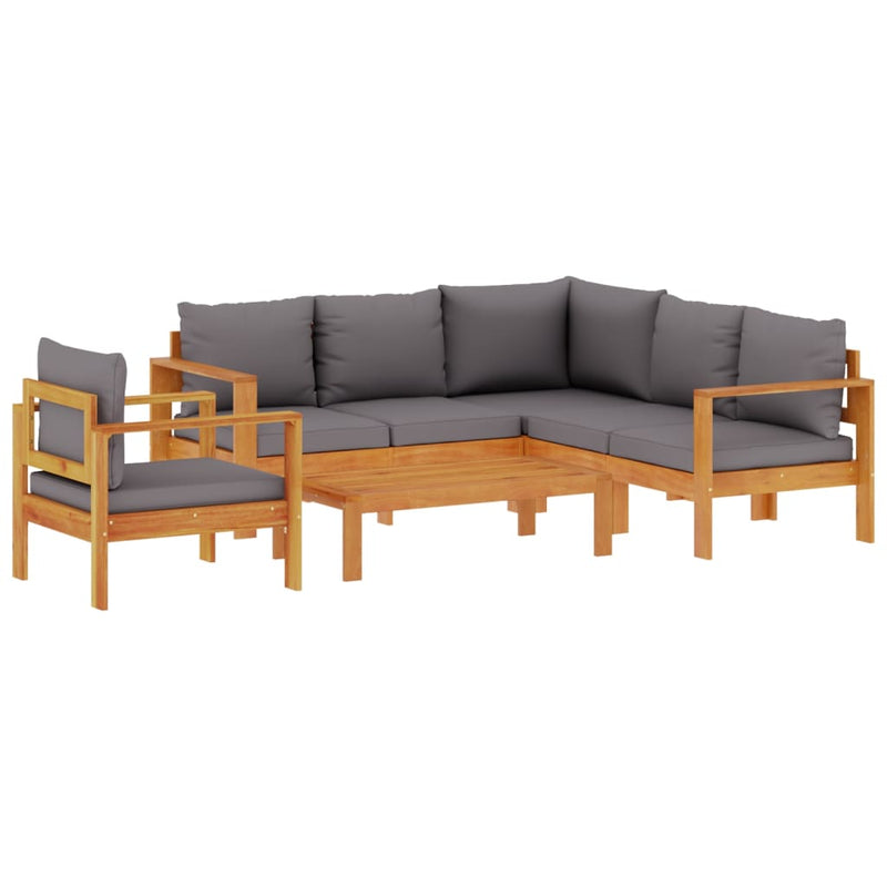 Set de canapele de grădină cu perne, 5 buc., lemn masiv acacia