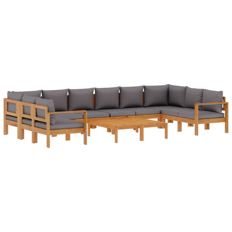 Set de canapele de grădină cu perne, 8 piese, lemn masiv acacia