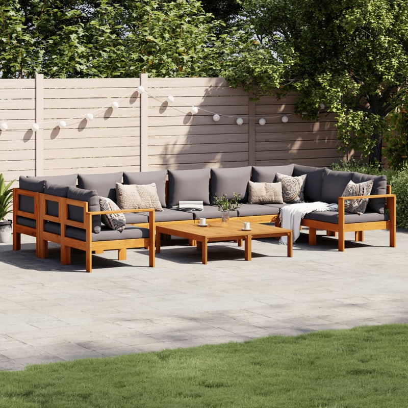 Set de canapele de grădină cu perne, 8 piese, lemn masiv acacia