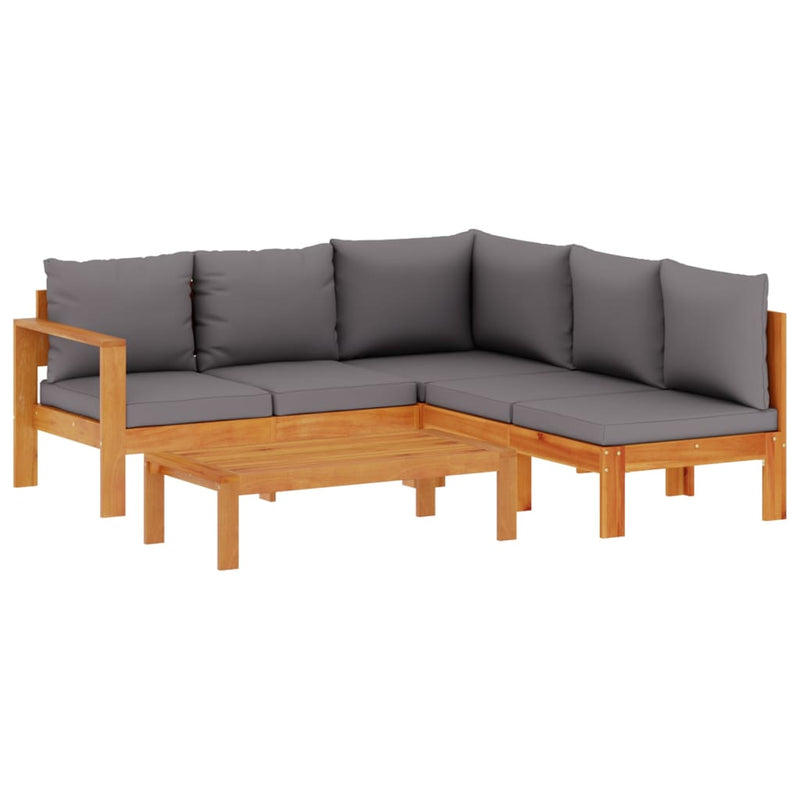 Set canapele de grădină cu perne, 4 piese, lemn masiv de acacia