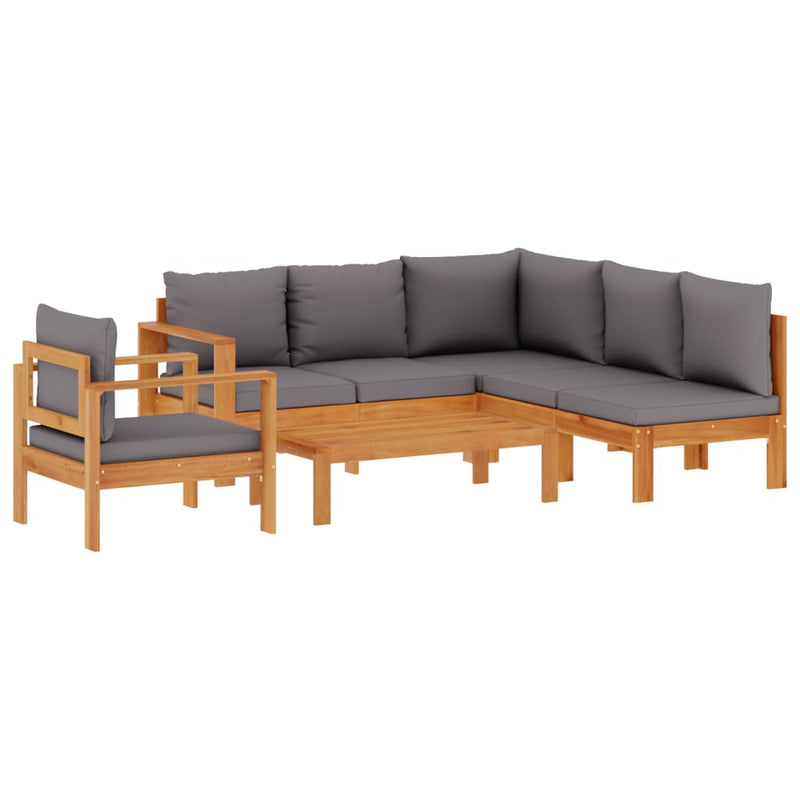 Set de canapele de grădină cu perne, 5 buc., lemn masiv acacia
