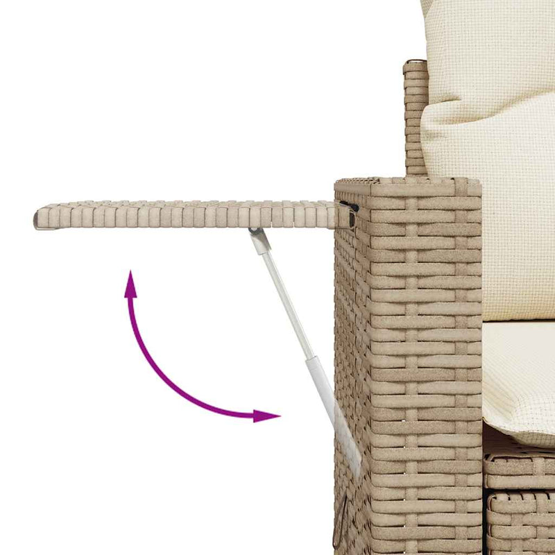 Set canapele de grădină, 3 piese, cu perne, bej, poliratan