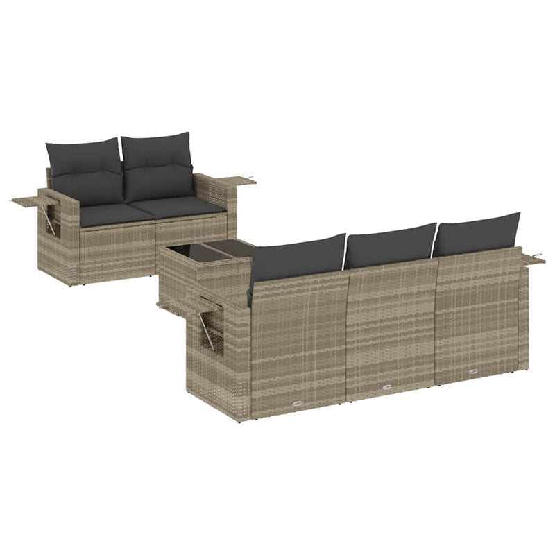 Set canapele de grădină cu perne, 6 piese gri deschis poliratan