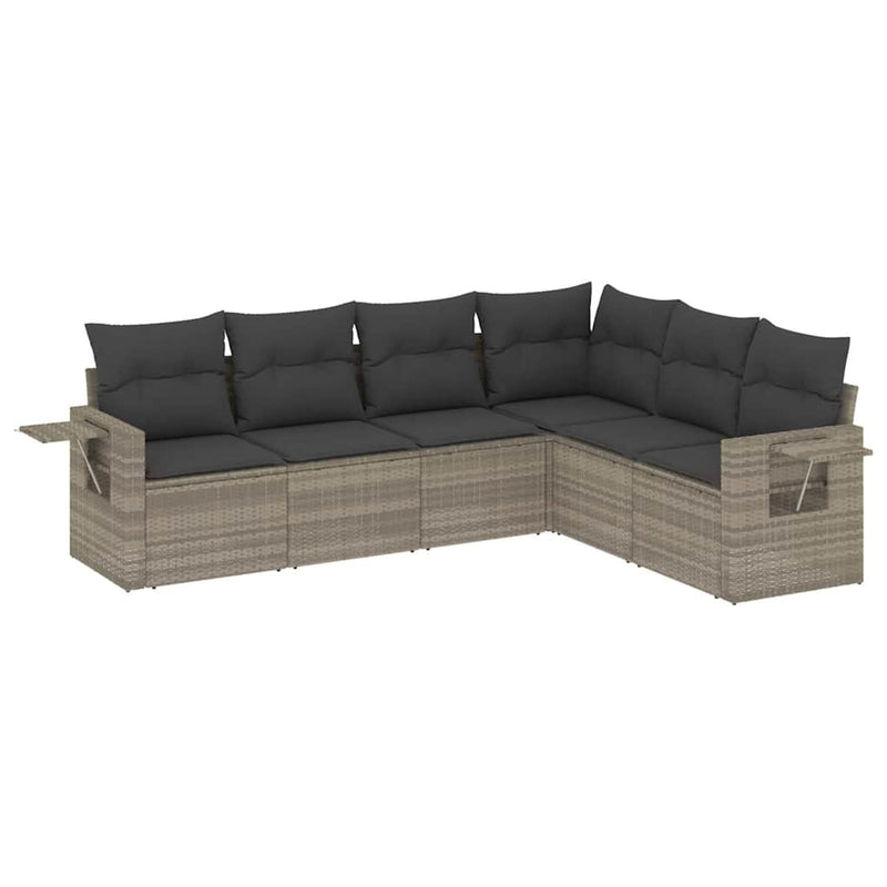 Set canapele de grădină cu perne, 6 piese gri deschis poliratan