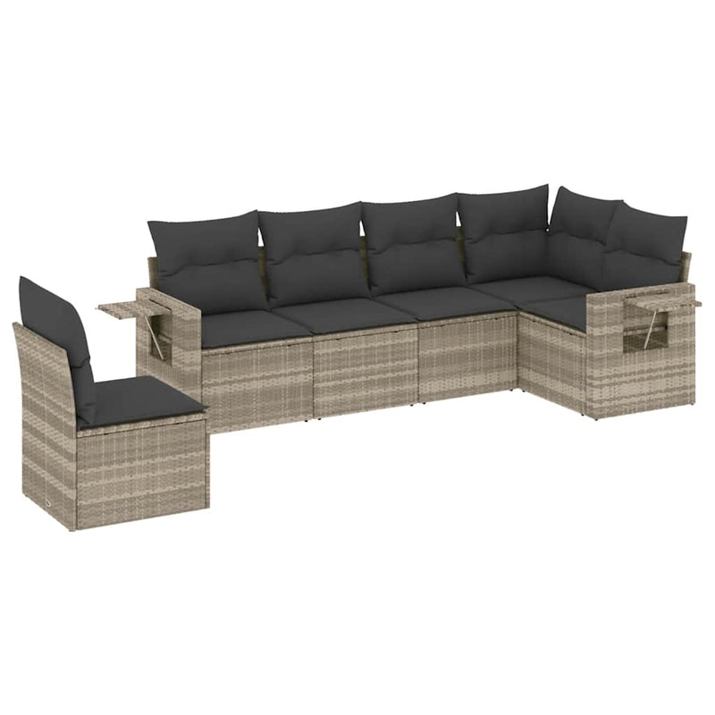 Set canapele de grădină cu perne, 6 piese gri deschis poliratan