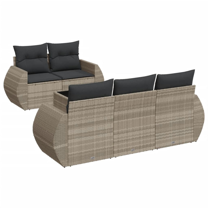 Set canapele de grădină cu perne, 6 piese gri deschis poliratan