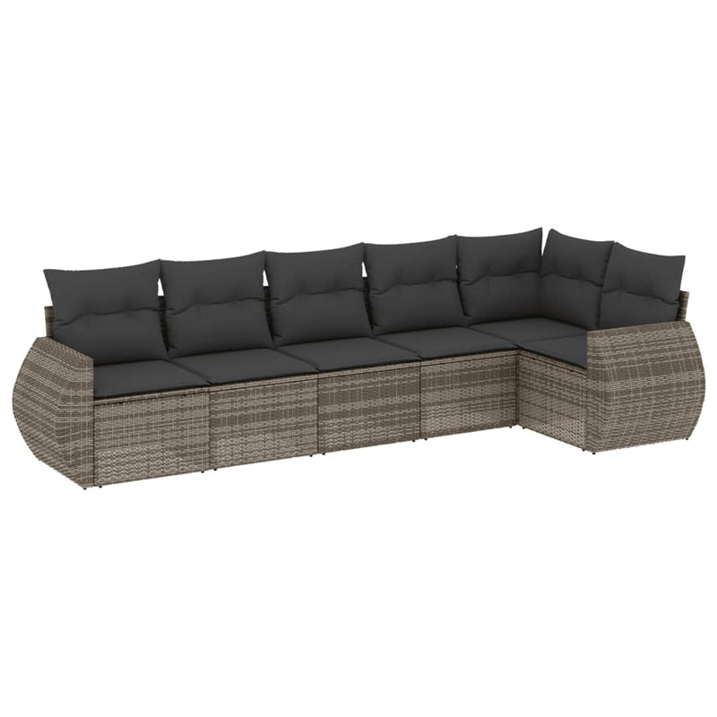 Set mobilier grădină cu perne, 6 piese, gri, poliratan