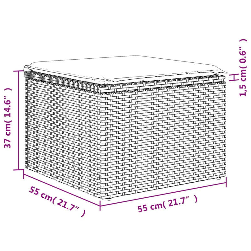 Set mobilier de grădină cu perne, 5 piese, negru, poliratan