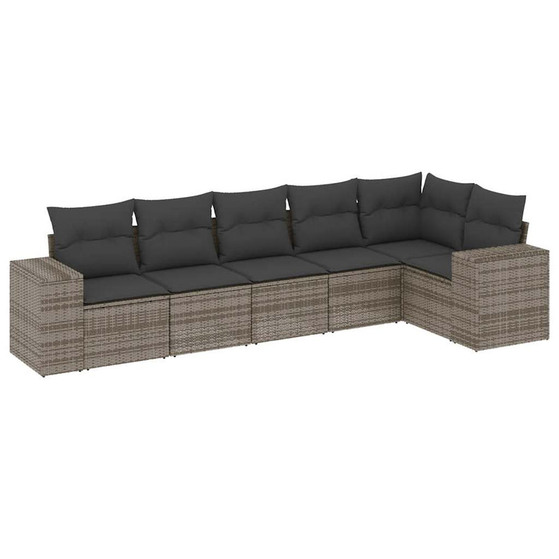 Set mobilier grădină cu perne, 6 piese, gri, poliratan
