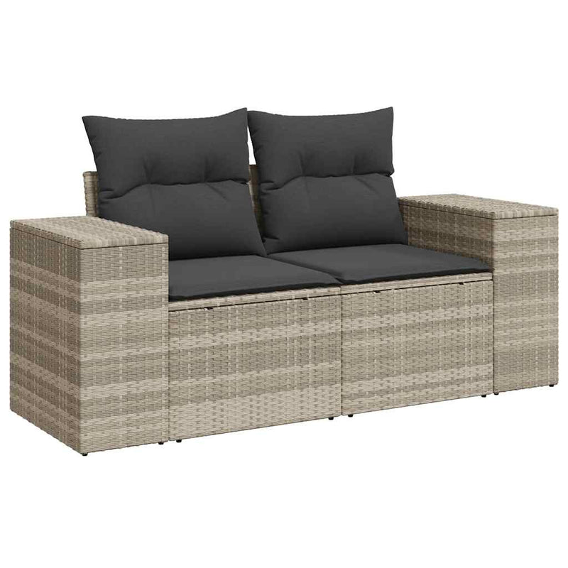 Set canapele de grădină cu perne, 7piese gri deschis poliratan