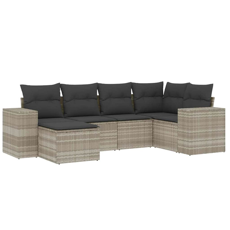 Set canapele de grădină cu perne, 6 piese gri deschis poliratan