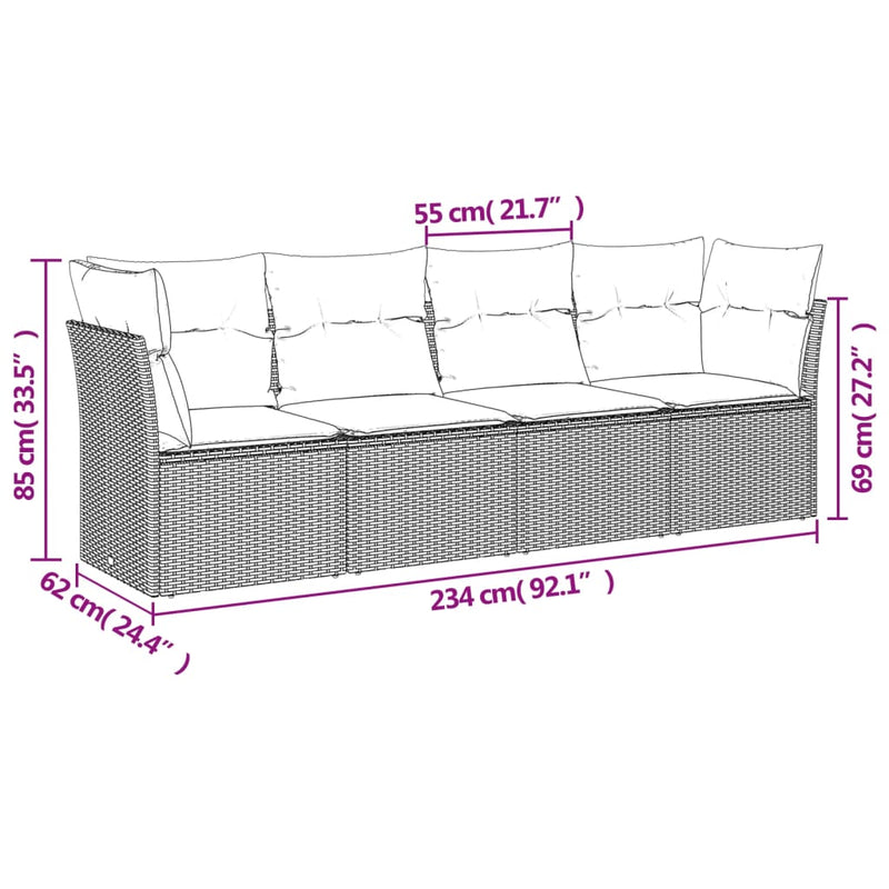 Set canapele de grădină, 4 piese, cu perne, bej, poliratan