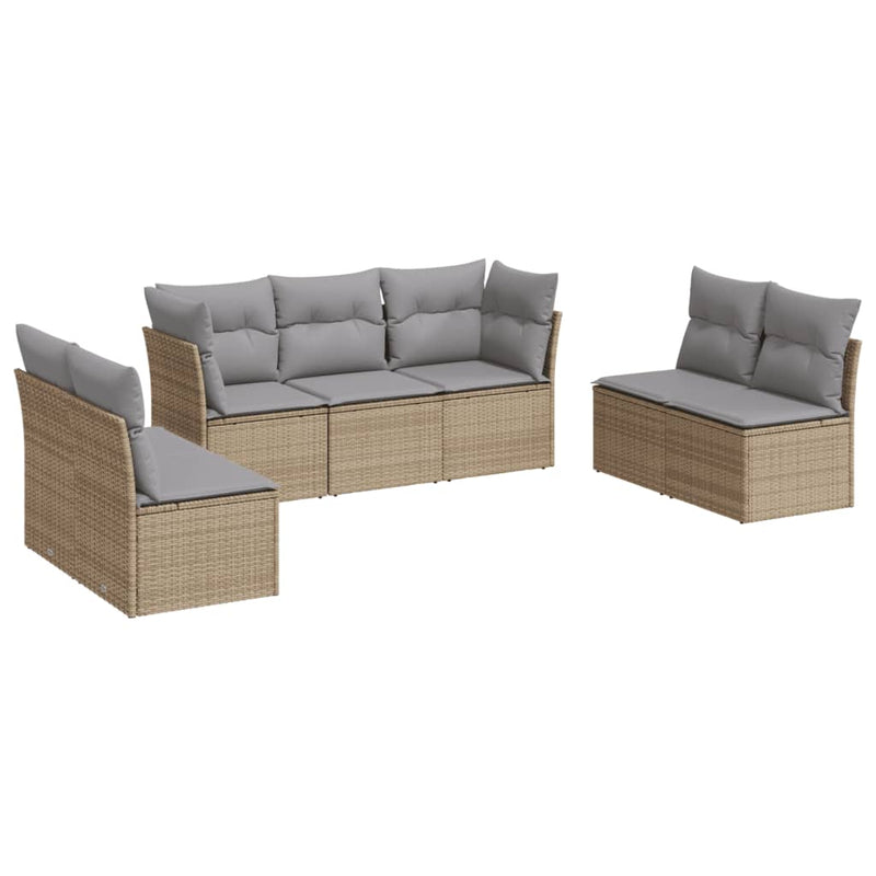 Set canapele de grădină, 7 piese, cu perne, bej, poliratan