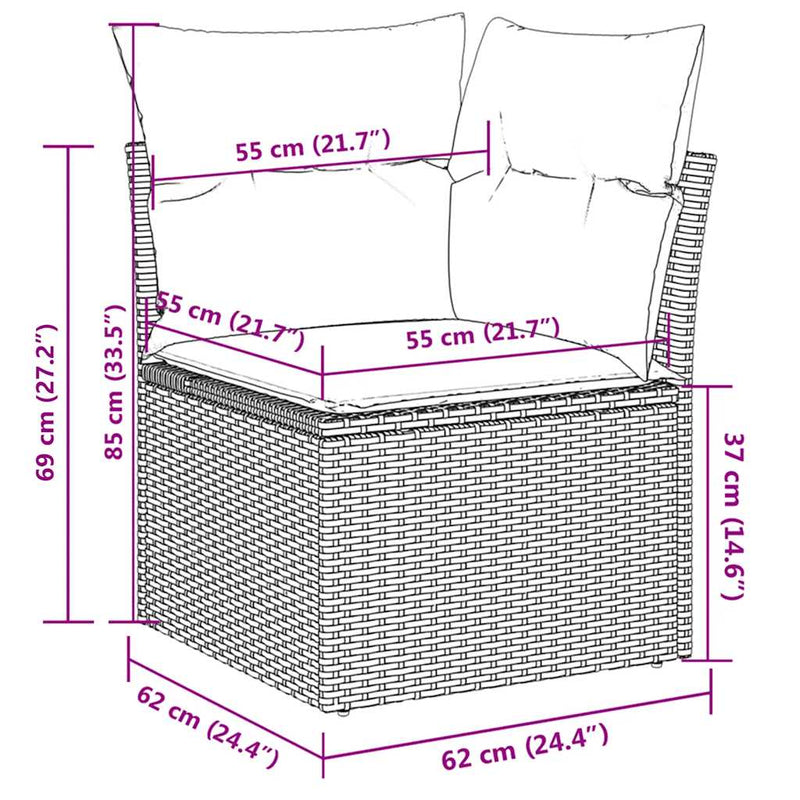 Set canapele de grădină cu perne, 6 piese, maro, poliratan