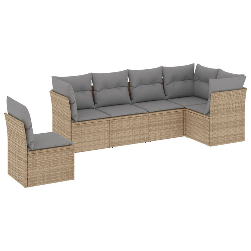 Set canapele de grădină cu perne, 6 piese, bej, poliratan