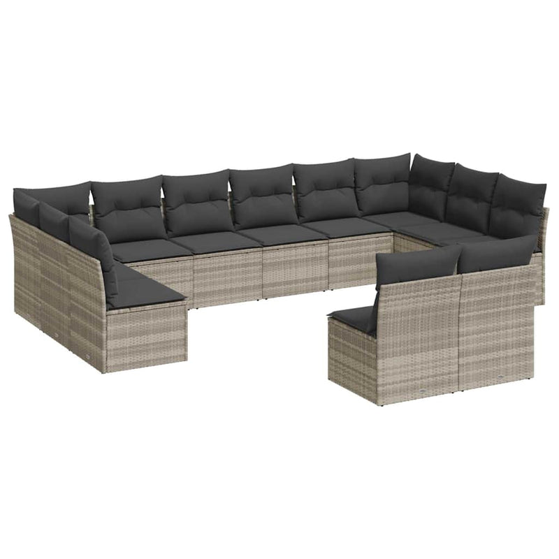 Set canapele de grădină cu perne, 12piese gri deschis poliratan
