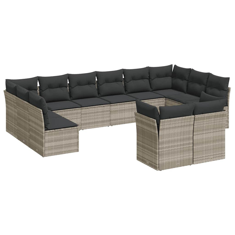 Set canapele de grădină cu perne, 12piese gri deschis poliratan