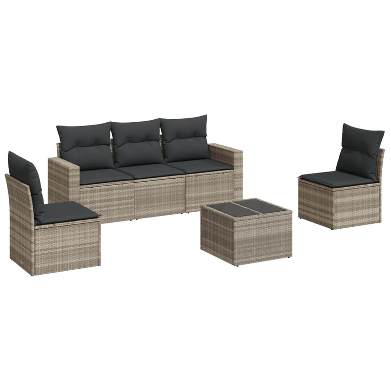 Set canapele de grădină cu perne, 6 piese gri deschis poliratan