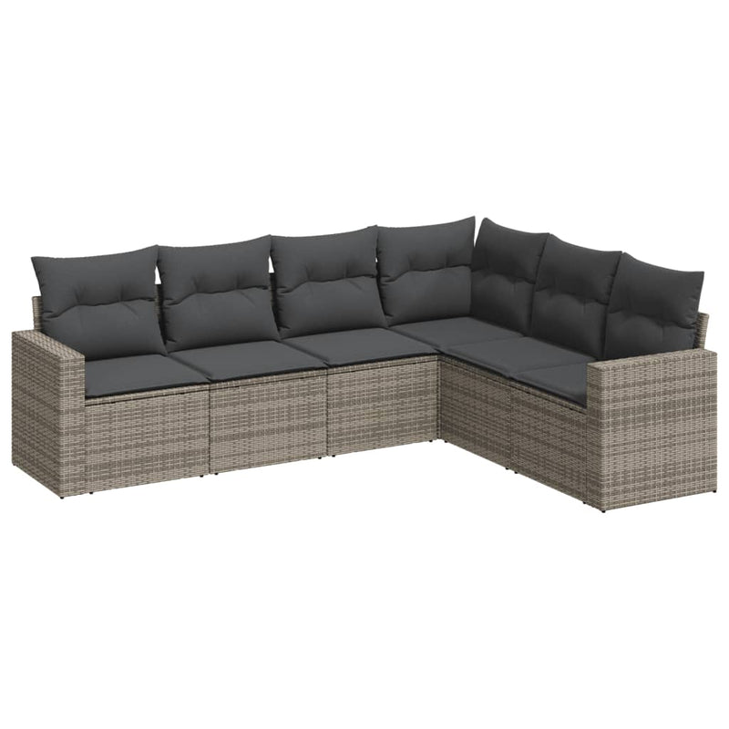 Set mobilier grădină cu perne, 6 piese, gri, poliratan