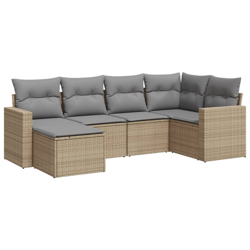 Set canapele de grădină cu perne, 6 piese, bej, poliratan