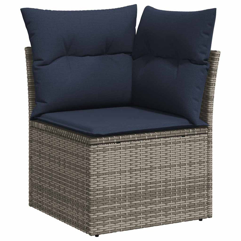 Set canapele de grădină cu perne, 10 piese, gri, poliratan