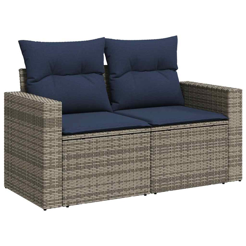 Set canapele de grădină cu perne, 10 piese, gri, poliratan