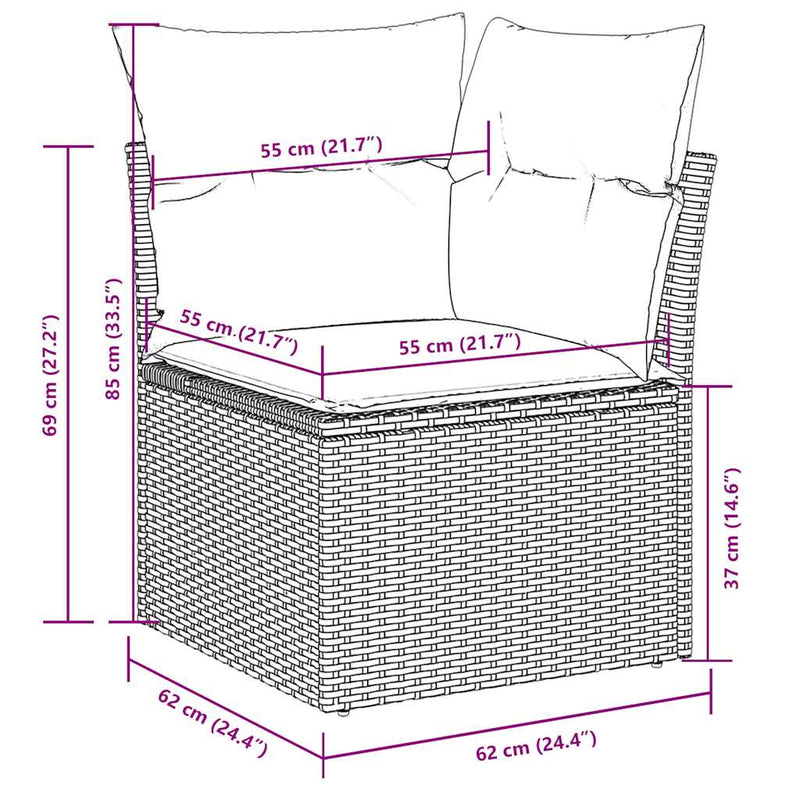 Set canapele de grădină cu perne, 9 piese gri deschis poliratan