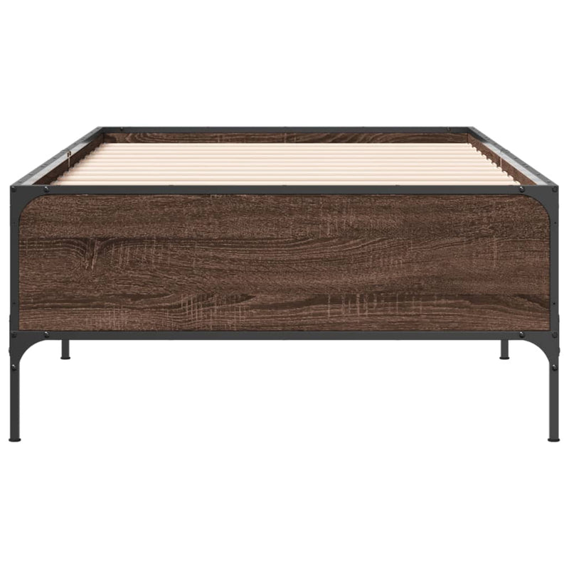 Cadru de pat, stejar maro, 90x190 cm, lemn prelucrat și metal